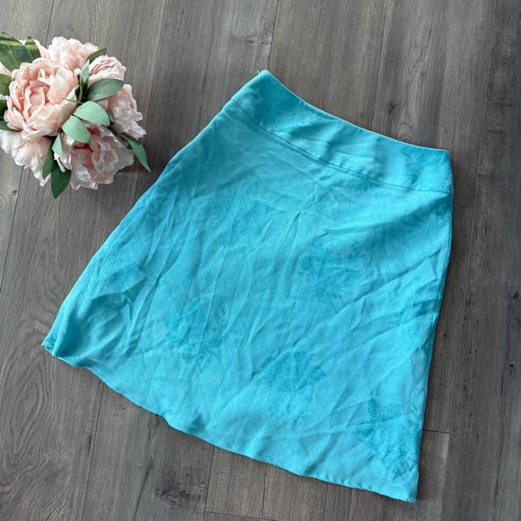 Vintage Amanda Smith Turquoise Floral Embossed Classic Skirt - Picture 3 of 4